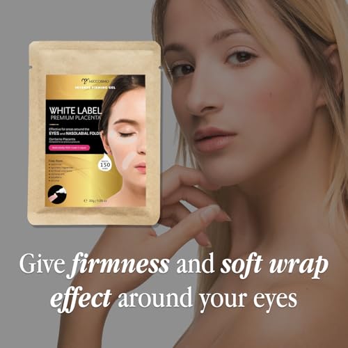 White Label Placenta Rich Gold Gel 30g ? Moisturizing Gel with Placenta Extract, Hyaluronic Acid, Collagen & Ceramides ? Gentle Care for Eye & Mouth Area ? For Supple, Healthy-Looking Skin