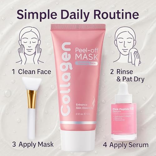 Skynflow Collagen Mask,Collagen Mask & Plumping Serum,Skynflow Face Mask,Reveal Firmer, More Even Skin, Eliminate Wrinkles, Healthy Glow(Set)