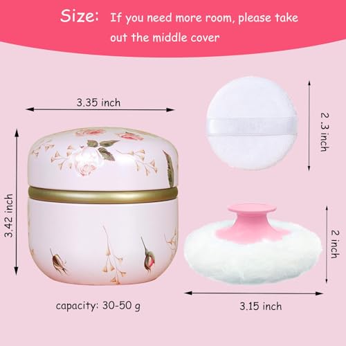Powder Puff with Container - Soft Dusting Applicator for Body