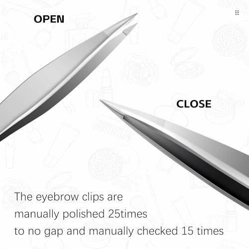 Pointed Tweezers for Women Facial Hair, High Precision Eyebrow Tweezers for Eyebrows, Ingrown Hair, Splinters, No Gaps and Perfectly Aligned