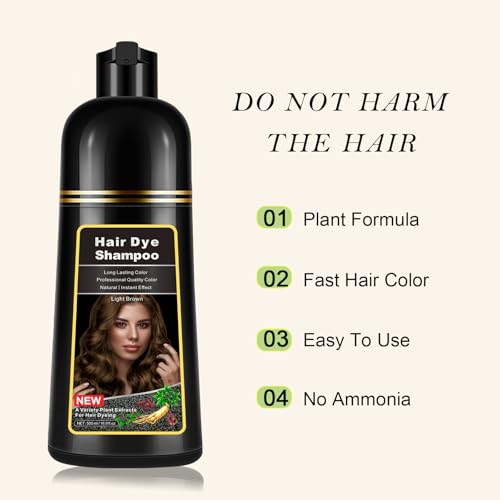Light Brown Hair Dye Shampoo 3 in 1 - 16.9 Fl Oz