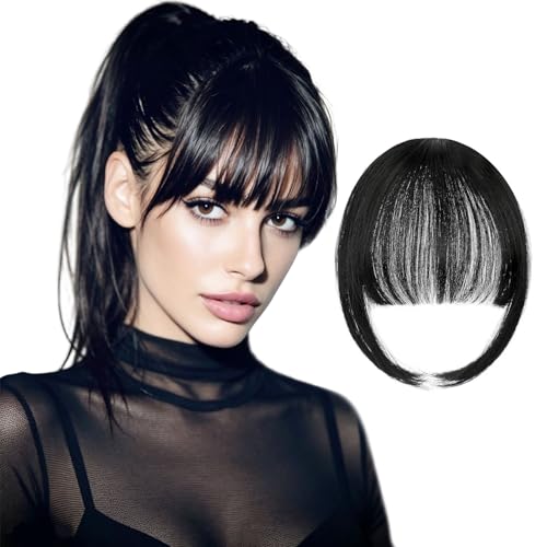 French Bangs Clip-In Hair Piece with Temples Jet Black