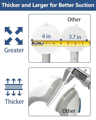 NKJVE 2 Pack 16.1-inch Suction Cup Shower Handles for Elderly Safety, No Drilling