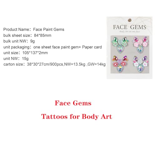 Face Gems Rhinestone Stickers - Self-Adhesive Jewels for Makeup & Parties