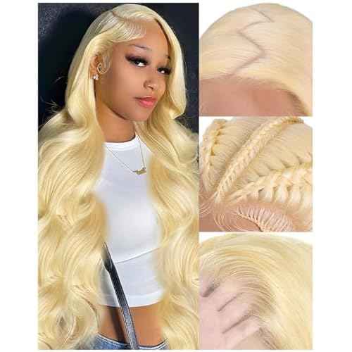 26 Inch 13x6 Lace Front Wig Human Hair 200 Density Blonde Wig Human Hair 613 HD Lace Frontal Wigs 100% Real Human Hair Easily Stained No Tangle No Shedding Longer life