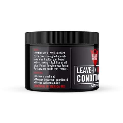 Beard Octane Leave In Beard Conditioner for Men - Neutral (Unscented) - Soften & Moisturize Dry Coarse Beards with Argan Oil & Aloe Vera - 4 oz