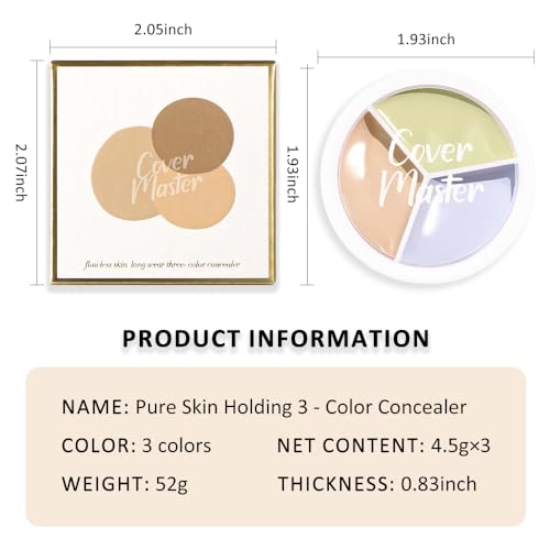 Kaely Tri-Color Concealer Palette - Full Coverage Under Eye