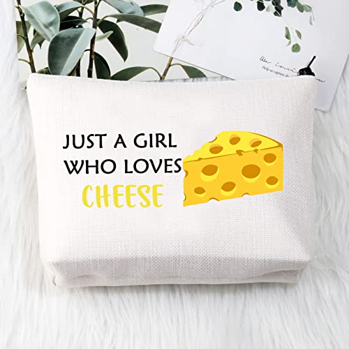 BDPWSS Cheese Gifts For Women Cheese Lover Gifts Just A Girl Who Loves Cheese Cosmetic Bag For Foodie Chef Baker Pastry Gifts Food Lovers Gifts (Girl Loves Cheese)