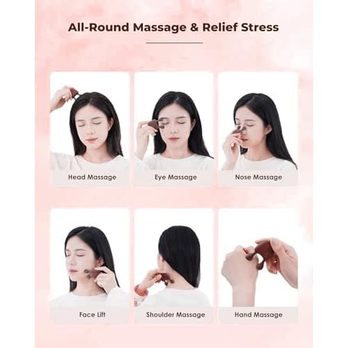 Gua Sha Massager for Face, Natural Sandalwood Wooden Guasha Scraping Massage Tool for Face, Eye Neck Body Muscle Relaxing Prevents Wrinkles