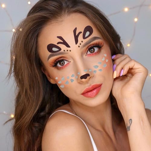 Reindeer Face Temporary Tattoo Stickers - 2 Pack Christmas