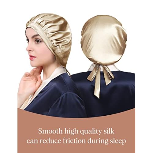LILYSILK 100% 22MM Silk Hair Scrunchies for Sleeping & Hair Care, 100% Silk Bonnet for Daily Using or Sleeping