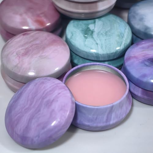 Lseaning Sweet Refillable Metal Tin Containers - 12pcs Decorative Balm & Lip Balm Jars
