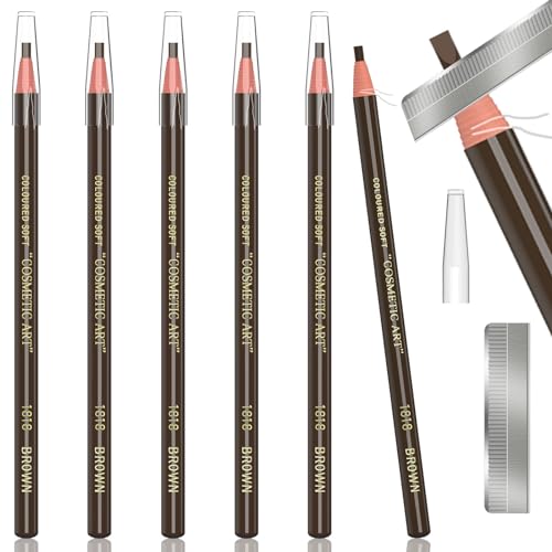 6-Piece Dark Brown Waterproof Eyebrow Pencil Kit