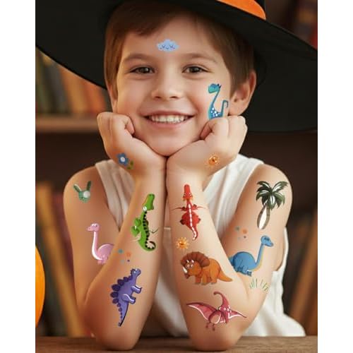 Dinosaur Temporary Tattoos for Kids ? 60PCS | Dinosaur Birthday Decorations, Dinosaur Party Favors, Dino Goodie Bag Fillers, Dinosaur tattoos for Boys & Girls
