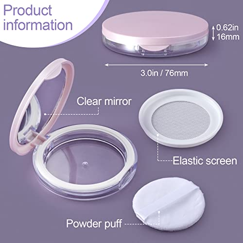 OIIKI Loose Powder Compact Container 2-Pack with Mirror & Puff