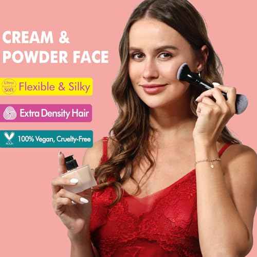 Bueart Design Dual Ended Cream Powder Brush and Complexion Duo Foundation Concealer Brush For Foundation, Setting Powder, Blush, Bronzer, Concealer M4