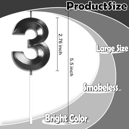 49 Black Birthday Candle Number for 49th Party Decorations