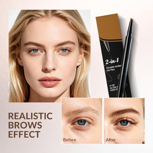 Microblading Eyebrow Pen 2-in-1 Dual-Tip Waterproof Brown