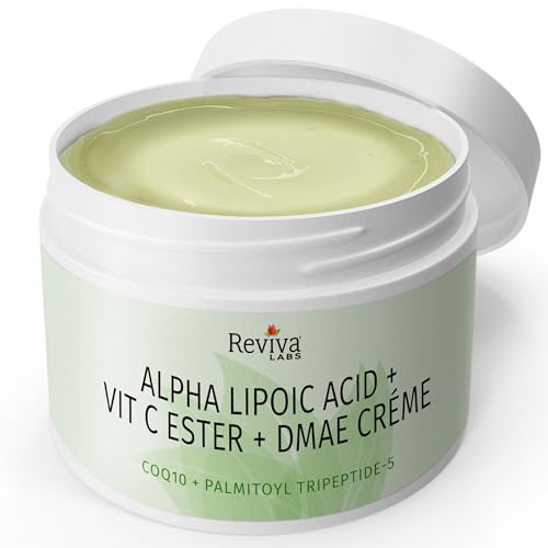 Reviva Labs DMAE Cream with Alpha Lipoic Acid, Vitamin C Ester - DMAE Lift and Firm Cream for Neck and Face - Skin Firming and Moisturizing Cream, 3-Pack (2 oz Each)