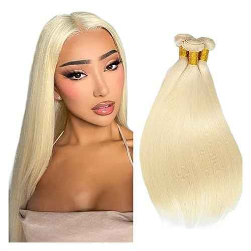 12 14 16 Inch #613 Blonde Bundles Human Hair Straight Bundle #613 Honey Blonde 3 Bundles 300g/Pack Unprocessed Brazilian Virgin Hairs Double Weft Weaves Hair Extensions