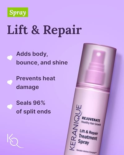 Keranique Damage Control Set for Thinning Hair - Shampoo & Conditioner for Damaged Hair, Follicle Booster Serum, Lift & Repair Spray - Keratin Enriched Repair Products for Dry, Thin Hair - Travel Size