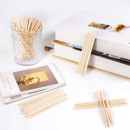 400 Pcs Orange Wood Cuticle Sticks - 4.5 Inch Double-Ended Nail Tools