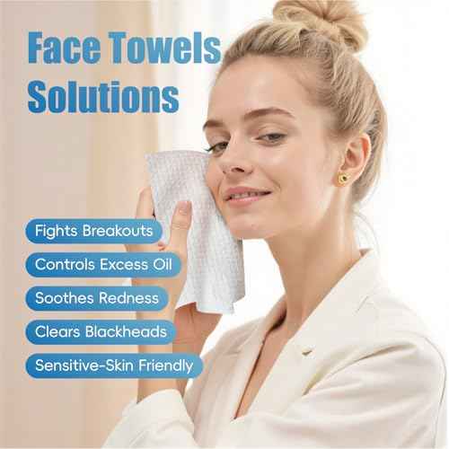 GWT Disposable Face Towels,10"¡¿12" Face Towelette Disposable,Thicken Facial Towels for Women Sensitive Skin,Soft Makeup Remover Dry Wipes, 50 Ct, 1 Pack