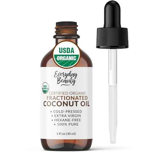Organic Fractionated Coconut Oil | 100% Pure, Cold-Pressed | USDA Certified Organic | Amber Glass Bottle with Glass Dropper | For Face, Skin, & Hair - 1 Fl Oz
