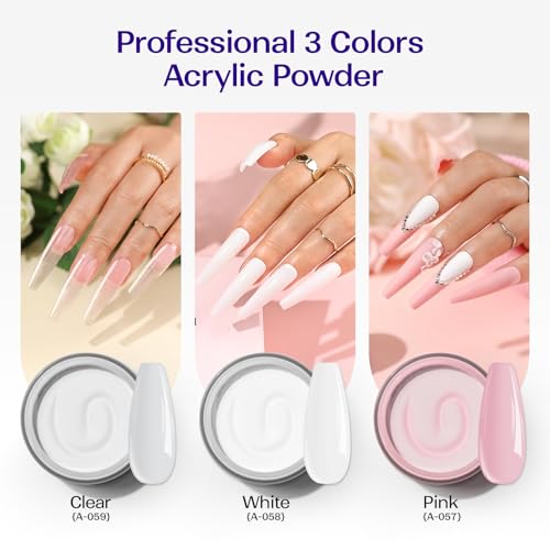 VANSISOS Acrylic Nail Kit for Beginners - Powder & Liquid Set with Brushes