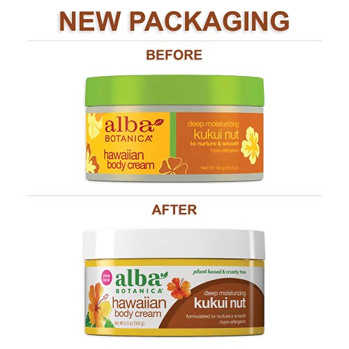 Alba Botanica Hawaiian Body Cream & Oil Bundle - Deep Moisturizing Kukui Nut, Cream 6.5 Oz & Oil 8.5 Oz