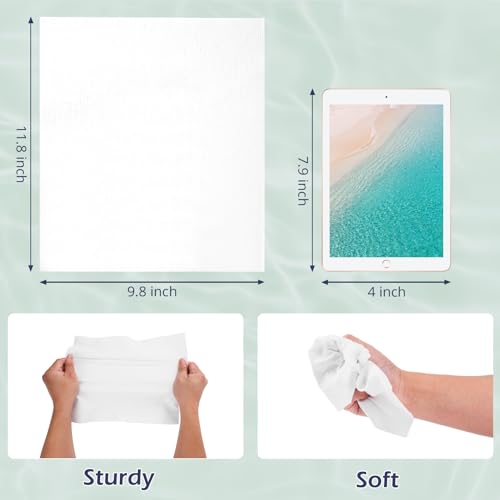 Disposable Face Towel, Clean Towel, Extra Large 12" x 10", Soft Dry Wipe Face Wash, Makeup Remover, Biodegradable Towelette for Sensitive Skin 320 Count (4 Pack)