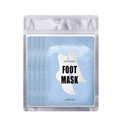 LAPCOS Foot Mask, Moisturizing Spa Treatment with Peppermint and Lavender, Repair Dry Cracked Heels & Feet, Korean Beauty Favorite, 5-Pack
