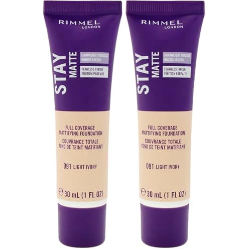 Rimmel Stay Matte Foundation, Light Ivory, 1 Fluid Ounce (Pack of 2)