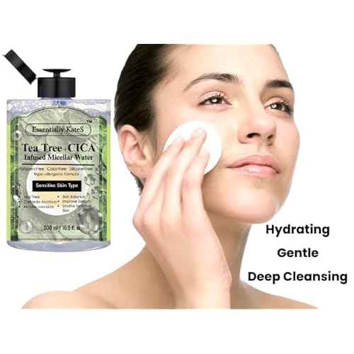 Essentially KateS Makeup Remover Micellar Cleansing Water 16.9 Fl Oz with Hyaluronic Acid & Tea Tree, Hydrating and Suitable for Sensitive Skin - Eyes+Face+Lips - Korean Skin Care