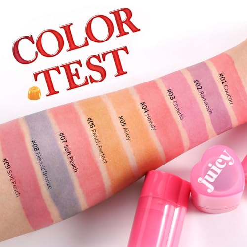 Multi-Use Cooling Water Jelly Blush, Juicy Love Blush, 3-In-1 Cheek Tint & Eyeshadow & Lip Tinted, Long-Lasting Moisture Creates A Moist Watercolor Effect-1,000+ Swipes Per Stick (#03)