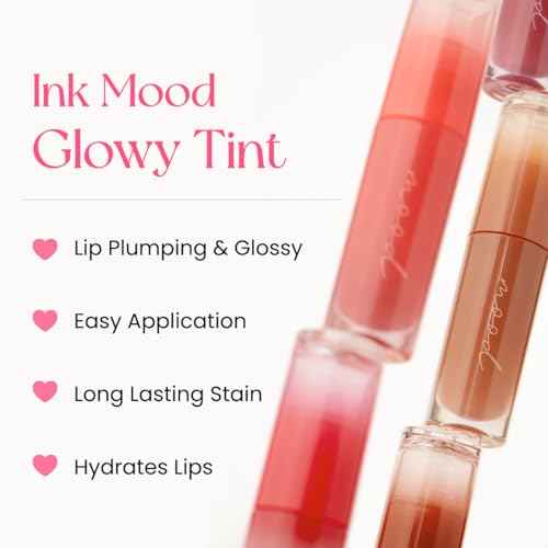 Peripera Ink Mood Glowy Tint, Lip-Plumping, Naturally Moisturizing, Lightweight, Glow-Boosting, Long-Lasting, Comfortable, Non-Sticky, Mask Friendly, No White Film (03 ROSE IN MIND)