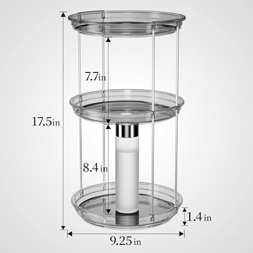 Delamu 3-Tier Rotating Makeup Organizer - Large Capacity Skincare Holder