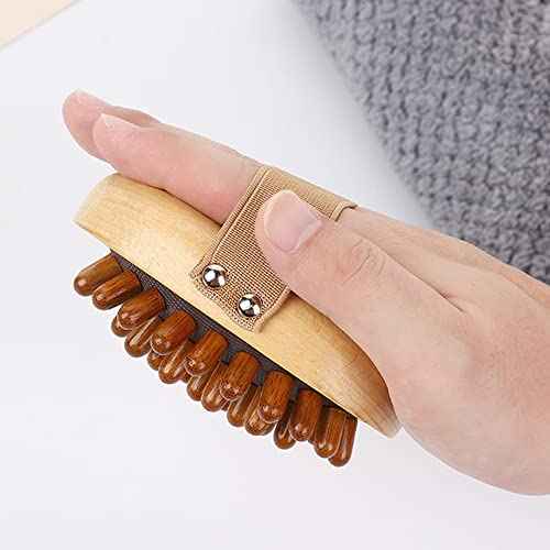 BoAn 2 Piece Shower Brush Set - Natural Wooden Massage Brush for Dry Skin, Lymphatic Drainage and Cellulite Care Body Brush for Exfoliating Body Scrubber and Cellulite Treatment