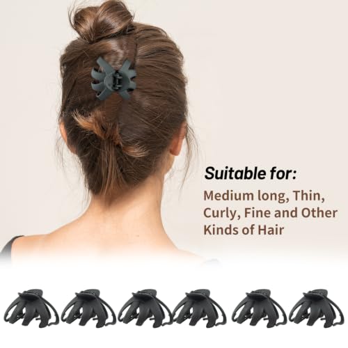 2.8" Medium Octopus Hair Clip for Thin Hair - Black Matte