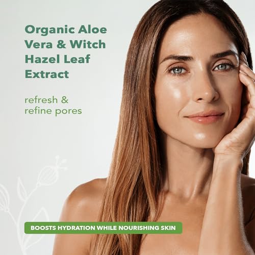 Nourish Organic Face Toner Spray ? Alcohol-Free Formula with Witch Hazel, Aloe Vera & Moroccan Rose Flower Extract, 3 Oz + Washable Cotton Round