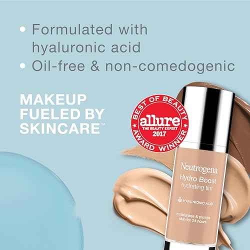 Neutrogena Hydro Boost Hydrating Tint Foundation Makeup for Dry Skin, with Hyaluronic Acid, Lightweight Oil-Free Water Gel, Non-Comedogenic, 40 Nude Color, 1.0 fl. oz