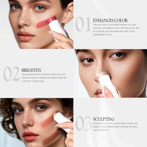 Bayfree 3-Piece Cream Contour Stick Set with Blush, Bronzer & Highlighter