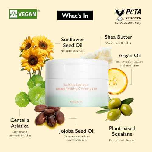 HARUHARU wonder Centella Sunflower Makeup-Melting Cleansing Balm 3.52 oz., Facial Cleanser for Heavy Makeup Removal, Korean Skincare