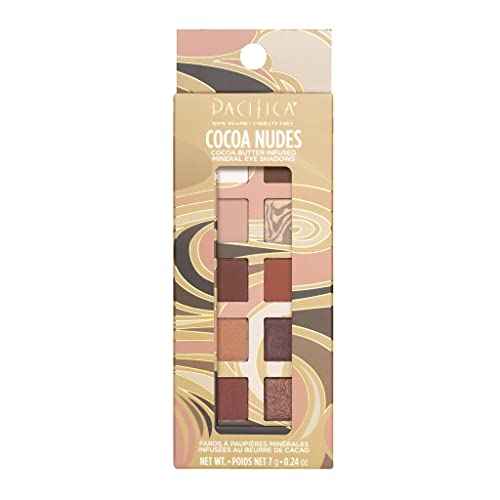 Pacifica Cocoa Nudes Mineral Eyeshadow Palette ? 10 Shades Eye Makeup Naked Mineral Eye Shadow - Earth-Tone Rich Chocolate & Praline Neutral Talc-Free Highly Pigmented Cocoa Butter Clean Beauty Vegan