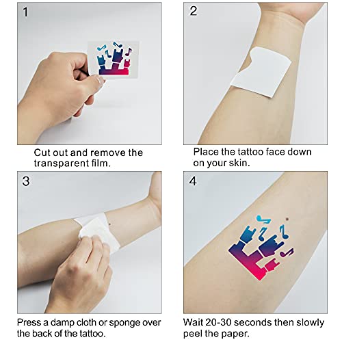 Music Temporary Tattoos Stickers 94 Styles - Kids Party Favors