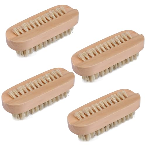 Double-Sided Wooden Nail Brush for Manicure & Pedicure - 4 Pack
