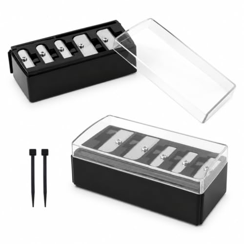 5-Hole Makeup Pencil Sharpener with Cap & Brush for Eyeliner, 2-Pack