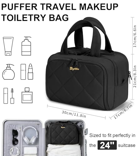 Large Waterproof Toiletry Bag for Women – Quilted Makeup Organizer