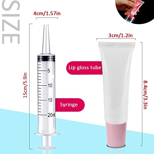 50PCS 10ml Pink Lip Gloss Tubes with Syringes & Labels