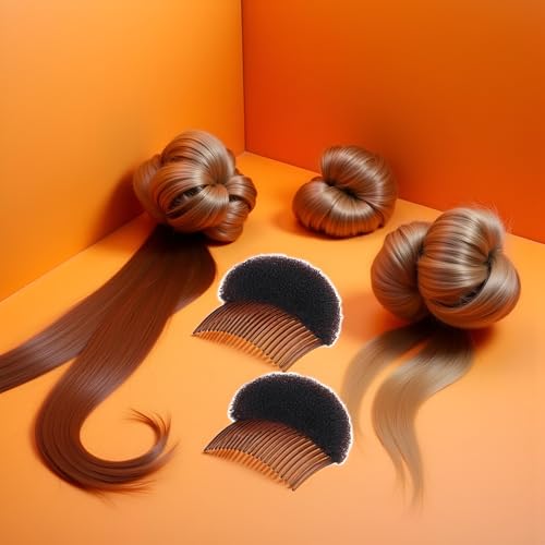 2-Piece Brown Hair Styling Foam Pads with Clips